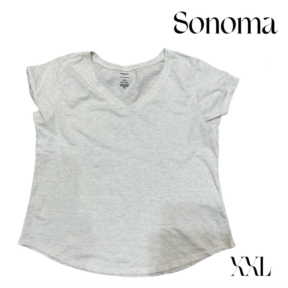 Sonoma Cream Gray V-Neck Top size XXL SEE DESCRIPTION